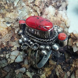 Ring Sterling Silver Jewelry Genuine Coral